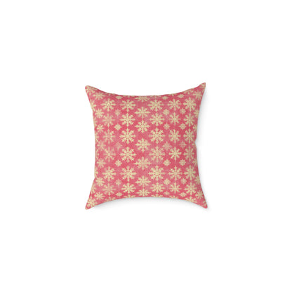 Boho Floral Square Pillow | Cozy Home Decor, Pink Cushion for Living Room, Bohemian Style, Gift for Her
