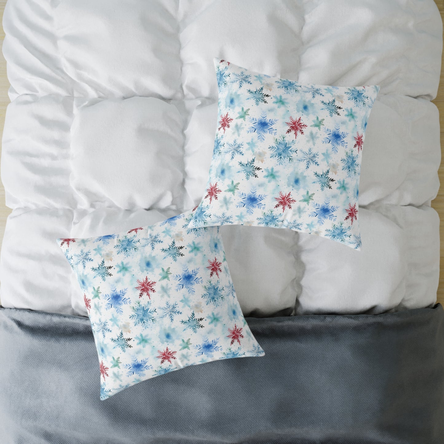 Square Pillow - Snowflake Christmas Winter Theme