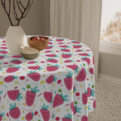 Strawberry Pattern Tablecloth, Picnic Decor, Kitchen Decor, Summer Party, Table Cover, Home Decor,Wrinkle Free Tablecloth, Foldable Tablecloth
